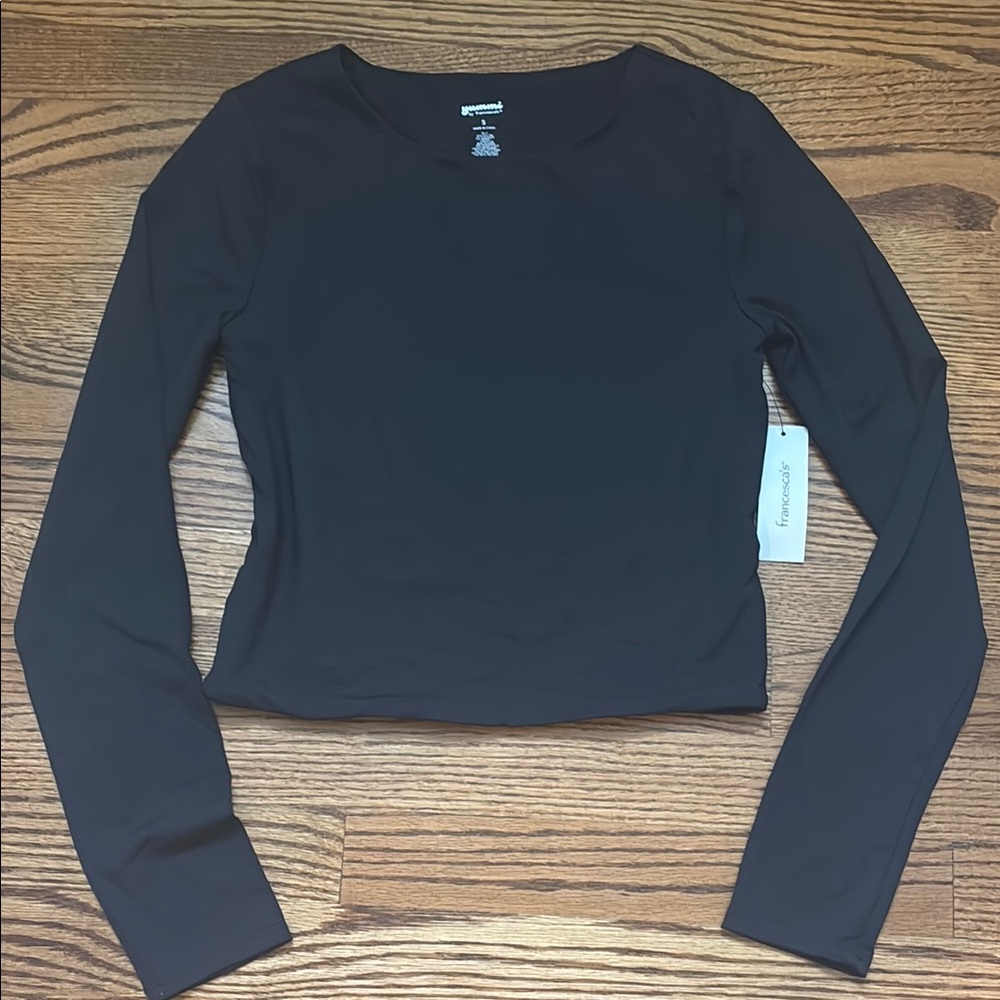 Francesca's Black Fitted Crop Long Sleeve Tee